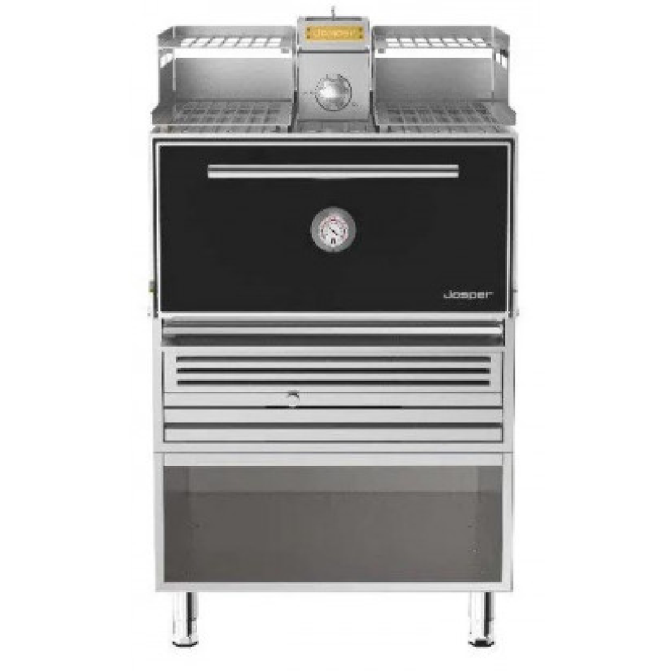 JOSPER HJX-PRO-M120-WT 木炭烤箱,带温度控制和 120 人餐桌