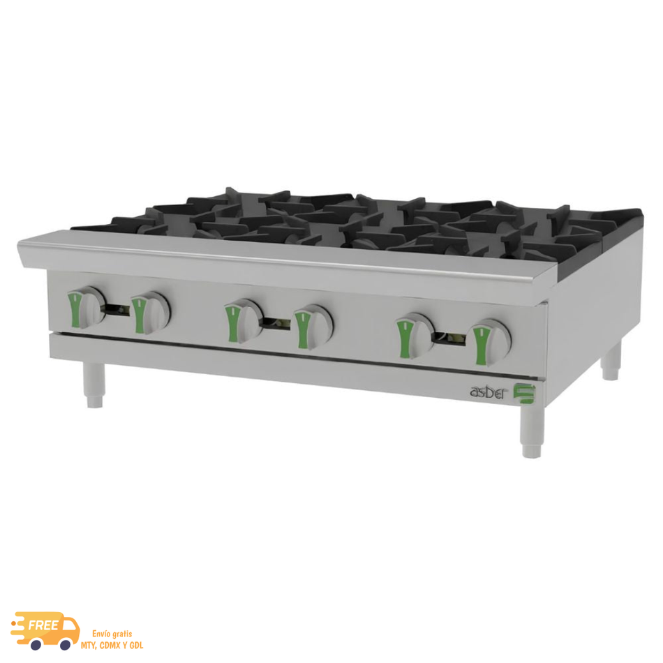 ASBER AEHP 6 36 EM LPG PARRILLA A GAS DE 6 QUEMADORES