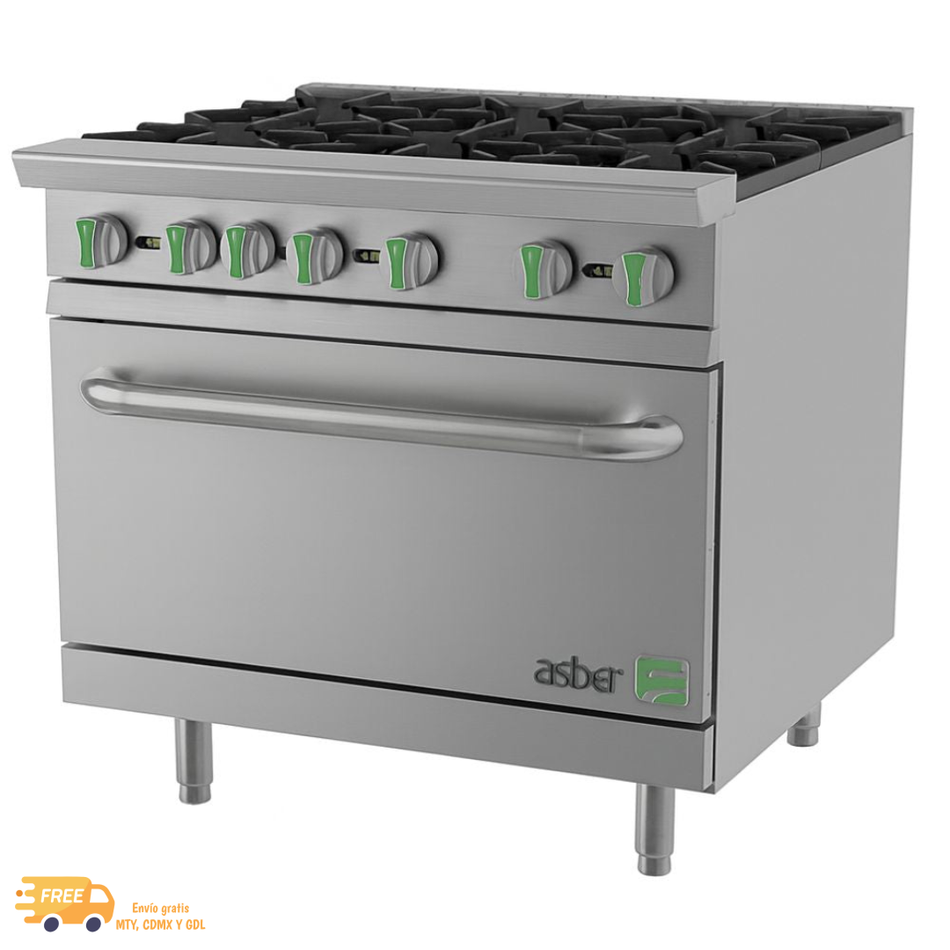 ASBER AER 6 36 EM LPG ESTUFA A GAS DE 6 QUEMADORES + HORNO