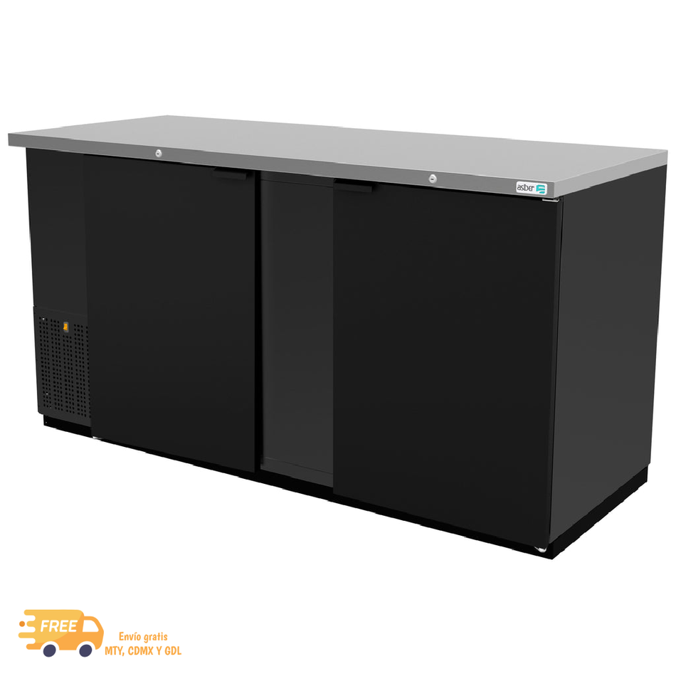 ASBER ABBC-68 / ABBC-68G REFRIGERADOR CONTRABARRA VINIL NEGRO PUERTA SOLIDA O CRISTAL A ELEGIR