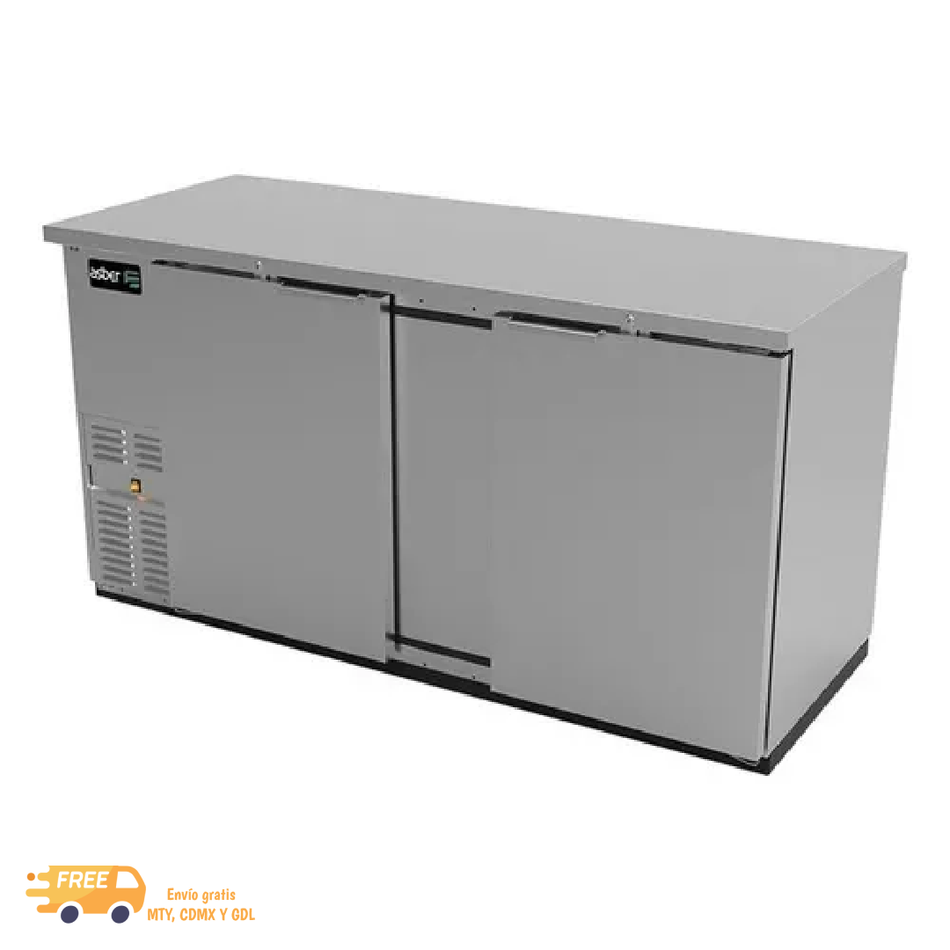 ASBER ABBC-68-S / ABBC-68-SG Refrigerador Contrabarra Acero Inoxidable Puerta Sólida o Cristal a elegir