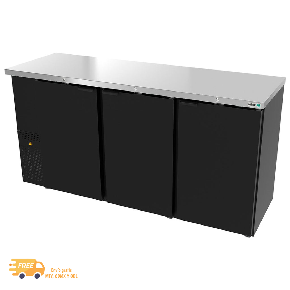 ASBER ABBC-24-72 / ABBC-24-72-G Refrigerador Contrabarra Vinil Negro SLIM LINE Puerta Sólida o Cristal a elegir