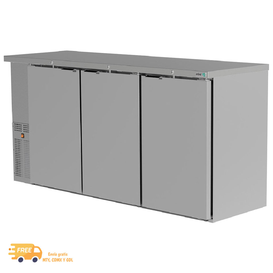 ASBER ABBC-24-72-S / ABBC-24-72-SG Stainless Steel Countertop Refrigerator SLIM LINE Solid or Glass Door to choose from