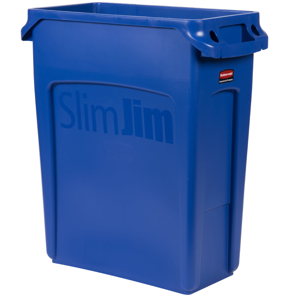   Rubbermaid Contenedor Slim Jim azul 16 galones 1971257