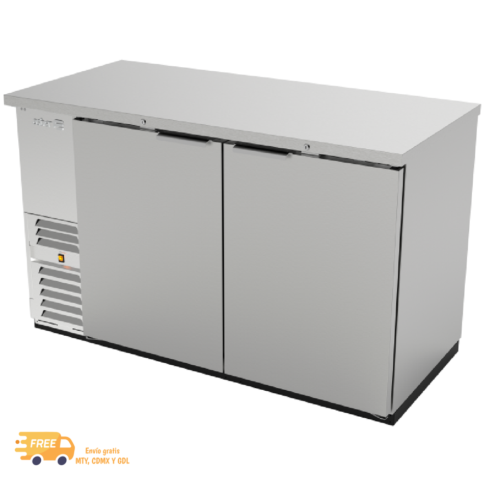 ASBER ABBC-58-S / ABBC-58-SG Refrigerador Contrabarra Acero Inoxidable Puerta Sólida o Cristal a elegir