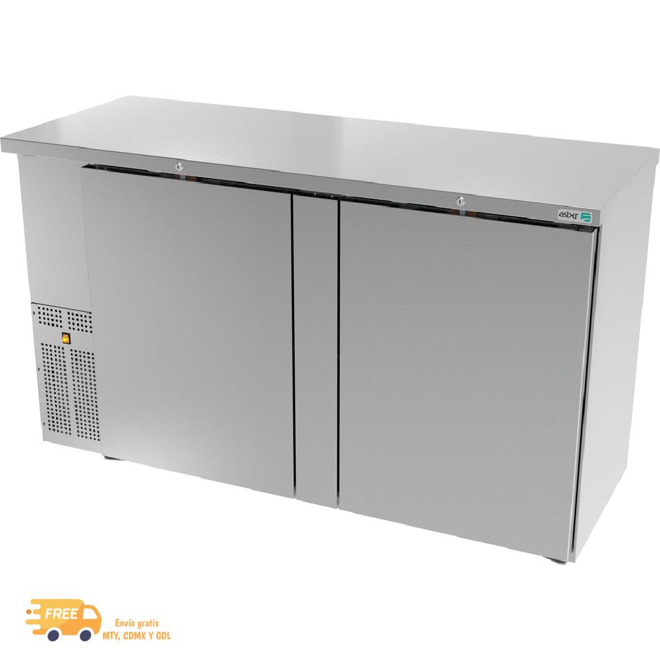 ASBER ABBC-24-60-S / ABBC-24-60-SG Stainless Steel Countertop Refrigerator SLIM LINE Solid or Glass Door to choose from