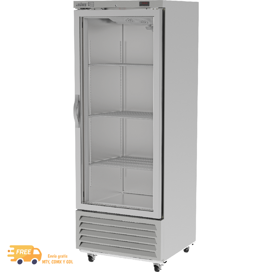 ASBER ARR-17-G HC Refrigerador 1 Puerta de Cristal en Acero Inoxidable