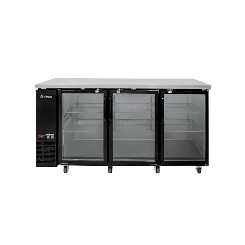 Icehaus CBR-3PC-SS-01 – Contrabarra Refrigerada 3 Puertas de Cristal 18.5 ft³
