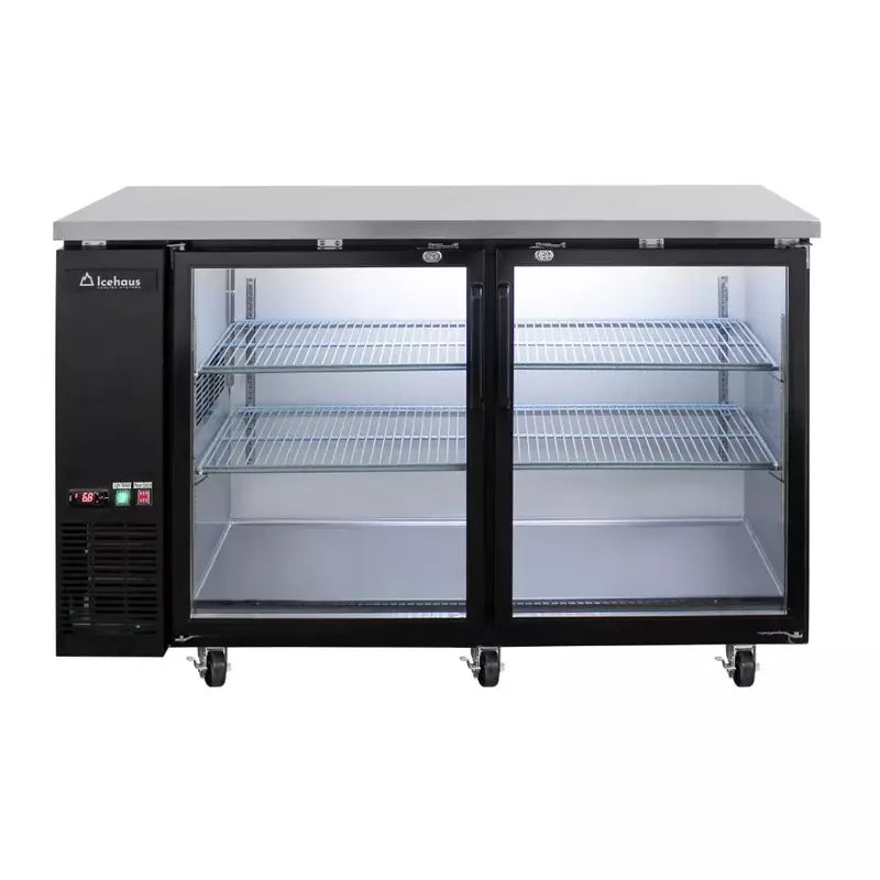 Icehaus CBR-2PC-SS-01 – Contrabarra Refrigerada 2 Puertas de Cristal 14.8 ft³