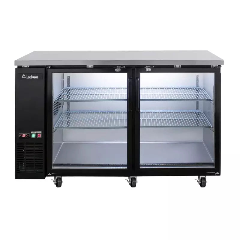 Icehaus CBR-2PC-SS-02 – Contrabarra Refrigerada 2 Puertas de Cristal 11.2 ft³