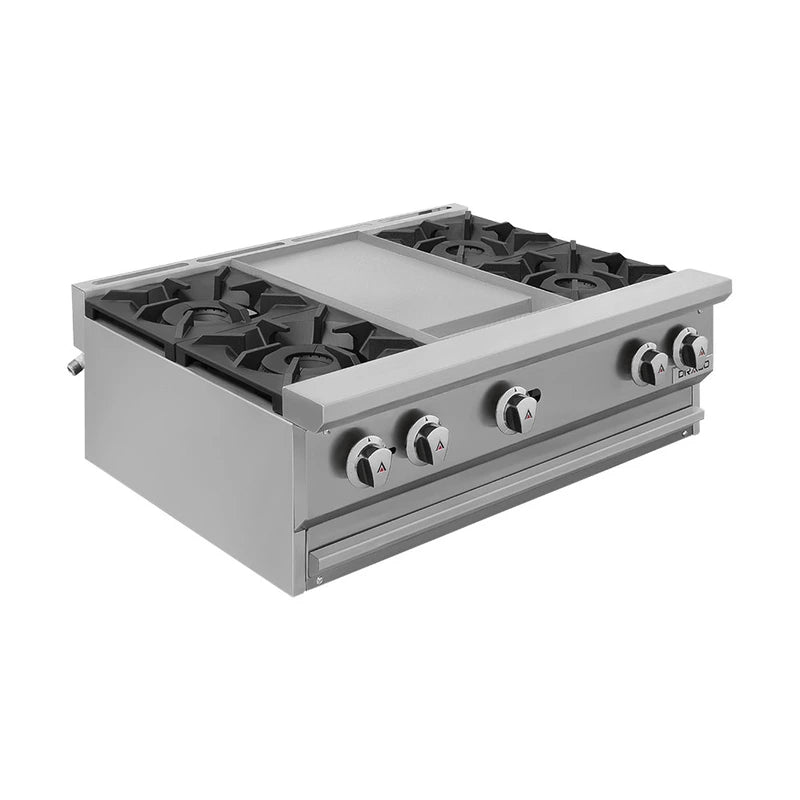 Drago CG-40P – Combinado parrilla y plancha 4 quemadores