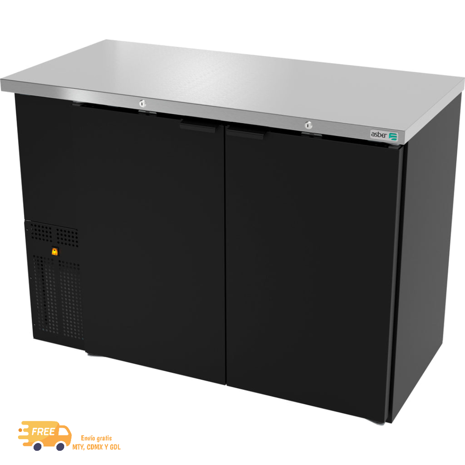 ASBER ABBC-24-48 / ABBC-24-48-G Refrigerador Contrabarra Vinil Negro SLIM LINE Puerta Sólida o Cristal a elegir