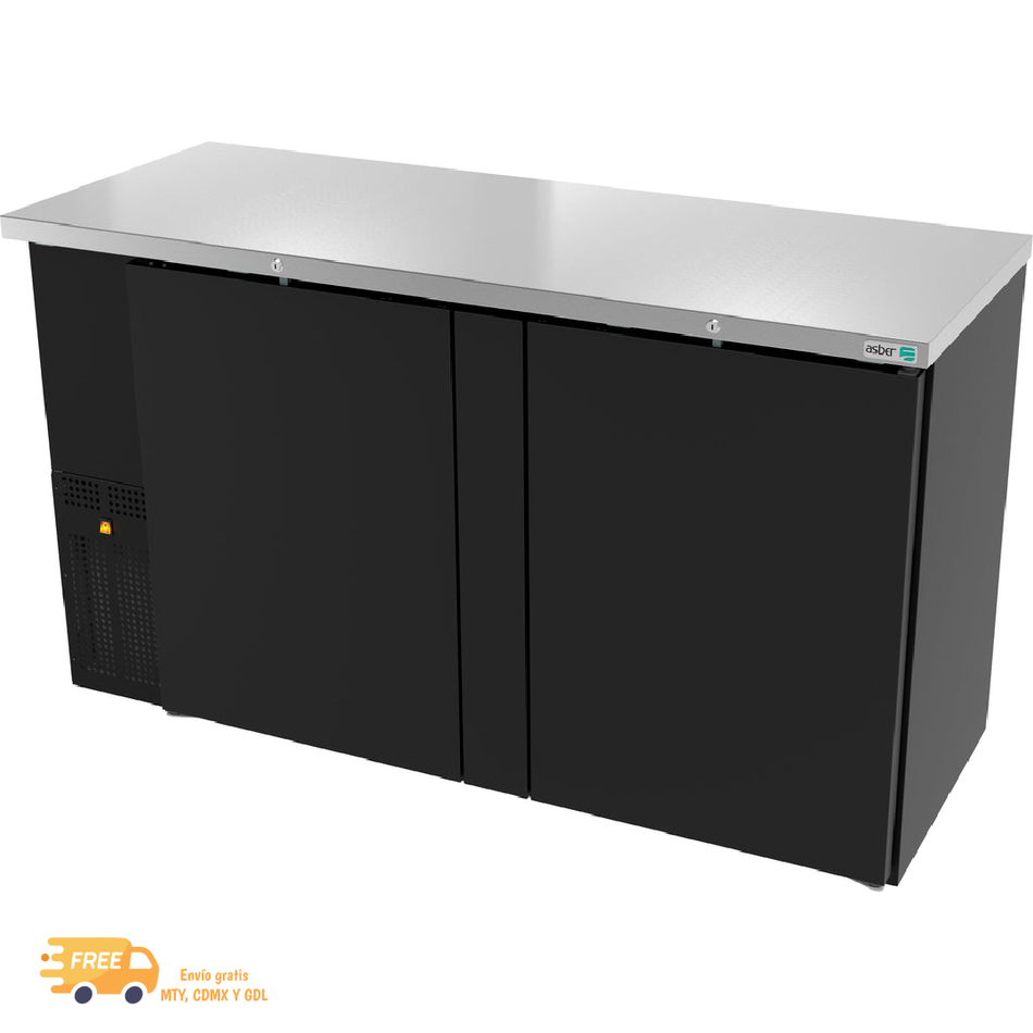 ASBER ABBC-24-60 / ABBC-24-60-G Refrigerador Contrabarra Vinil Negro SLIM LINE Puerta Sólida o Cristal a elegir