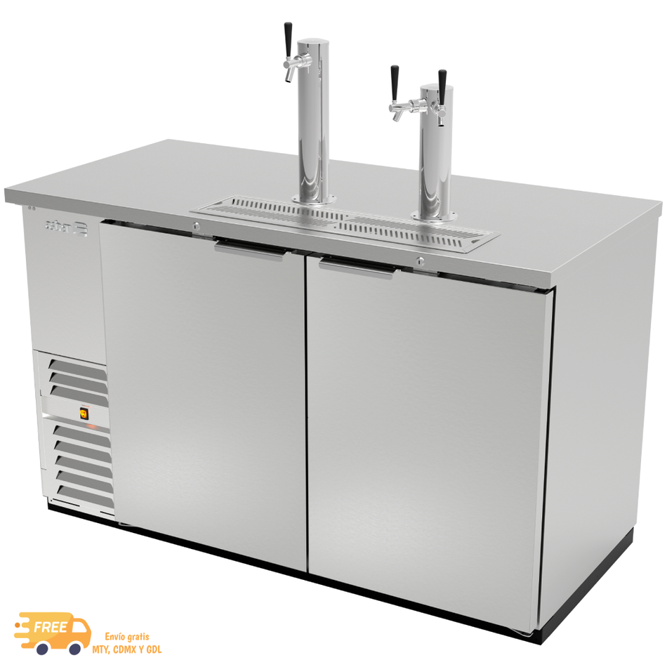 ASBER ADDC-58-S Dispensador Refrigerado Cerveza 3 Barriles Acero Inoxidable 2 Puertas