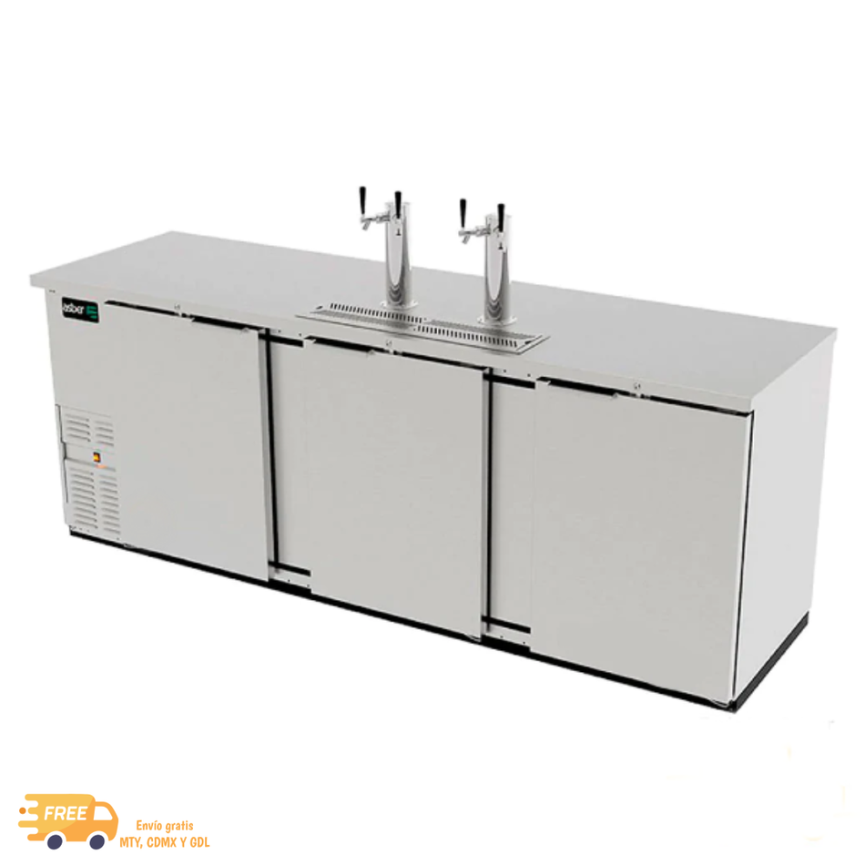 ASBER ADDC-94-S Dispensador Refrigerado Cerveza 3 Barriles Acero Inoxidable 3 Puertas