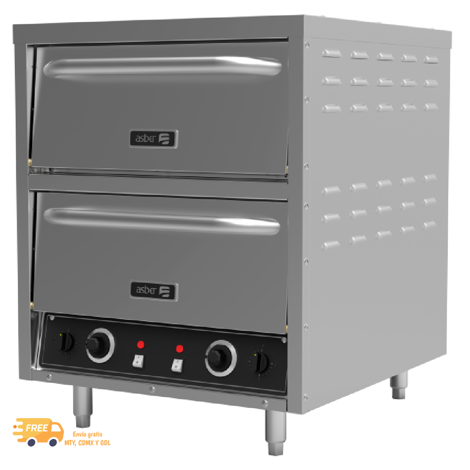 ASBER AEPO-26-E STACK HORNO PIZZERO ELÉCTRICO DOBLE CON 4 PIEDRAS REFRACTARIAS