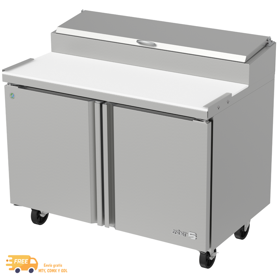 ASBER APTP-48-PE Mesa Refrigerada de Preparación para Pizza 2 Puertas 115 V