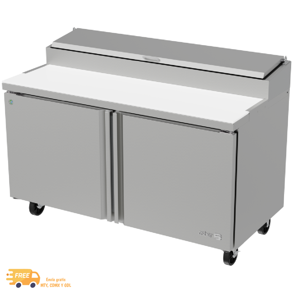 ASBER APTP-60-PE Mesa Refrigerada de Preparación para Pizza 2 Puertas 115 V