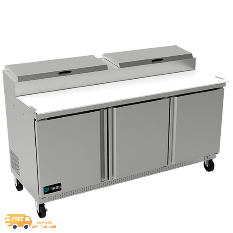 ASBER APTP-72-PE Mesa Refrigerada de Preparación para Pizza 3 Puertas 115 V