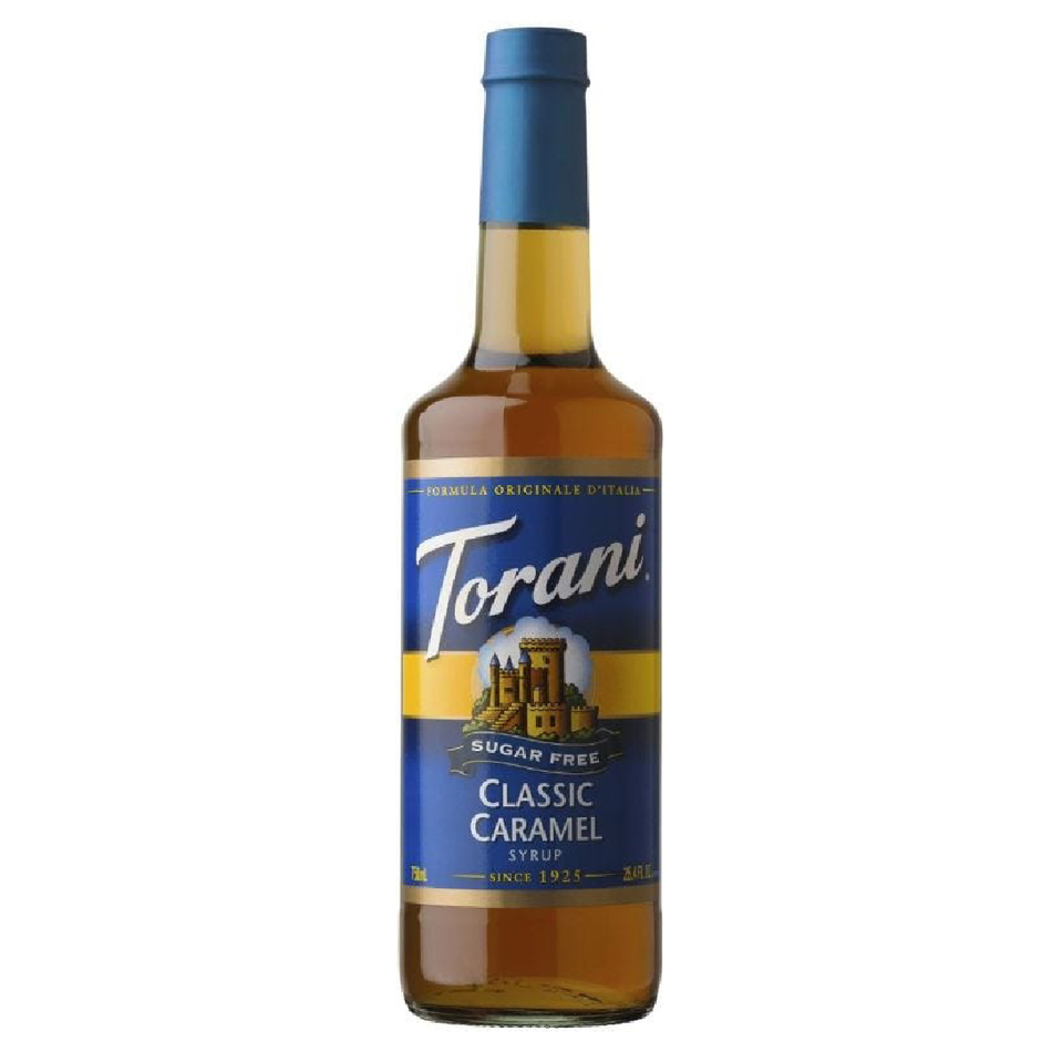 TORANI CLASSIC CARAMEL FLAVOR SUGAR-FREE DRINKS SYRUP 750 ML