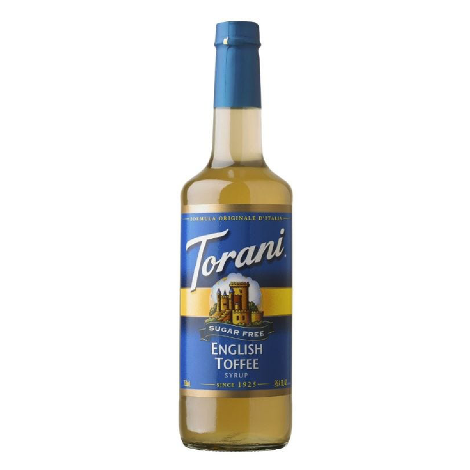 TORANI SUGARLESS ENGLISH CARAMEL FLAVOR DRINKS SYRUP 750 ML