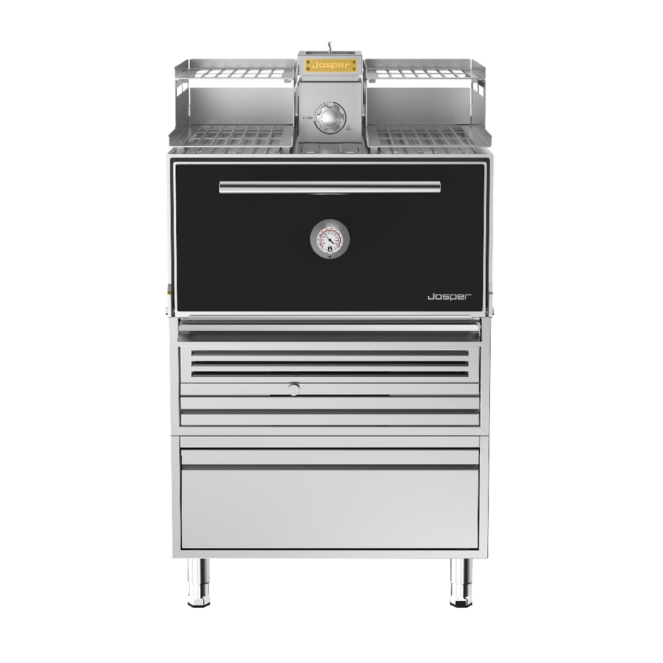 HJX-PRO-L175-WTD JOSPER Horno Brasa con atemperador, mesa y cajón para 175 comensales