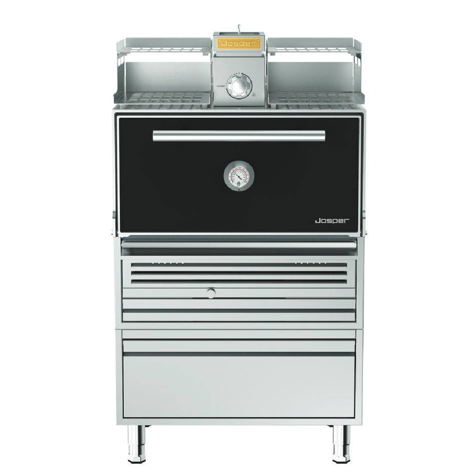 HJX-PRO-M120-WTD JOSPER Horno Brasa con atemperador, mesa y cajón para 120 comensales