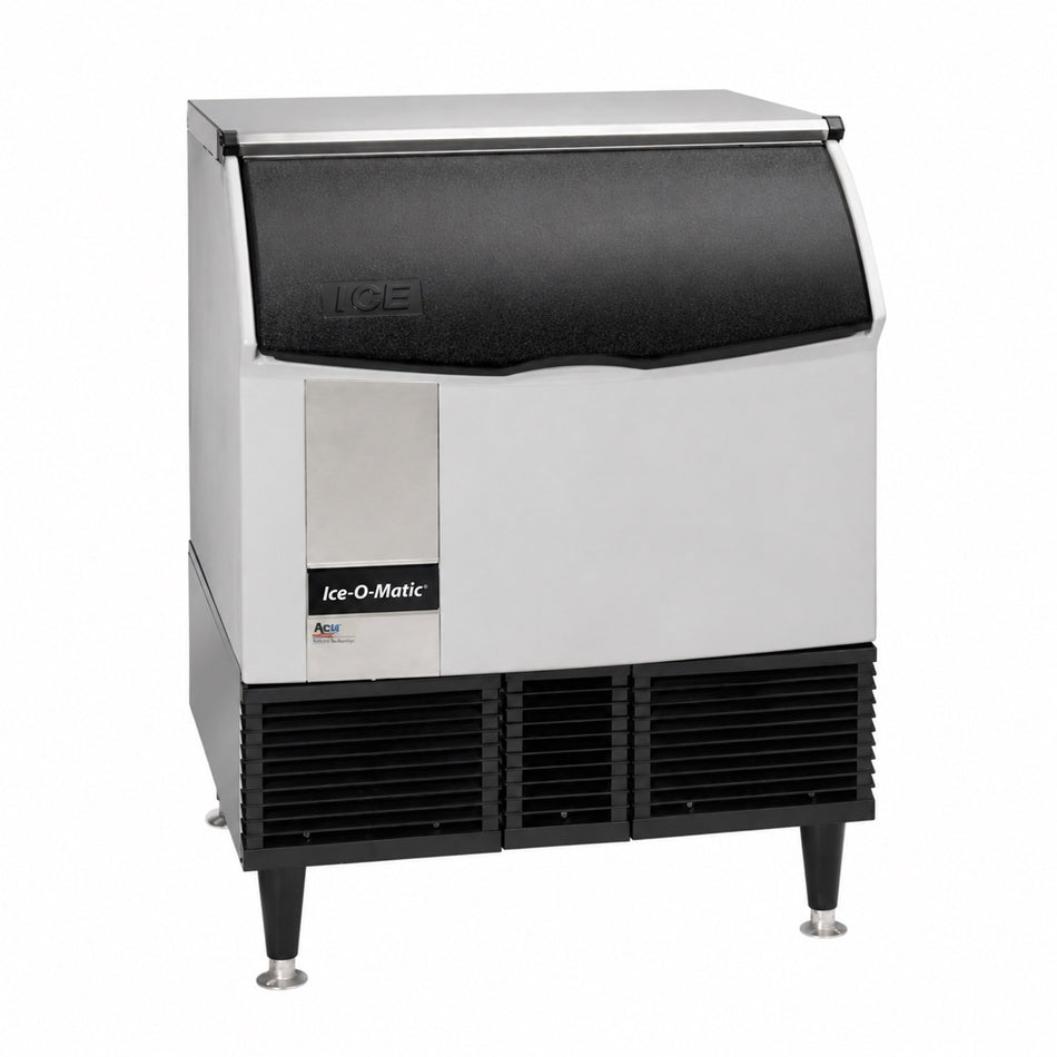 Ice-O-Matic ICEU300FA con depósito integrado sobre fondo blanco