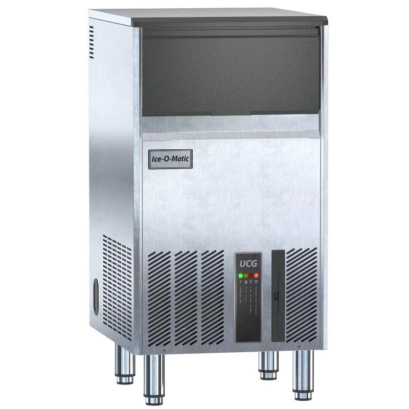 Ice-O-Matic UCG100A, máquina de hielo gourmet con depósito integrado, vista frontal en perspectiva